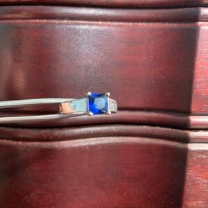 Classic Silver Ring with Blue Square Gemstone - Elegant Women’s Jewelry